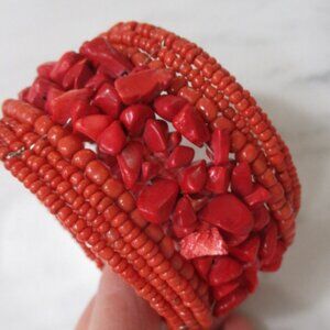 Red Cuff beaded bracelet from Saint Barths